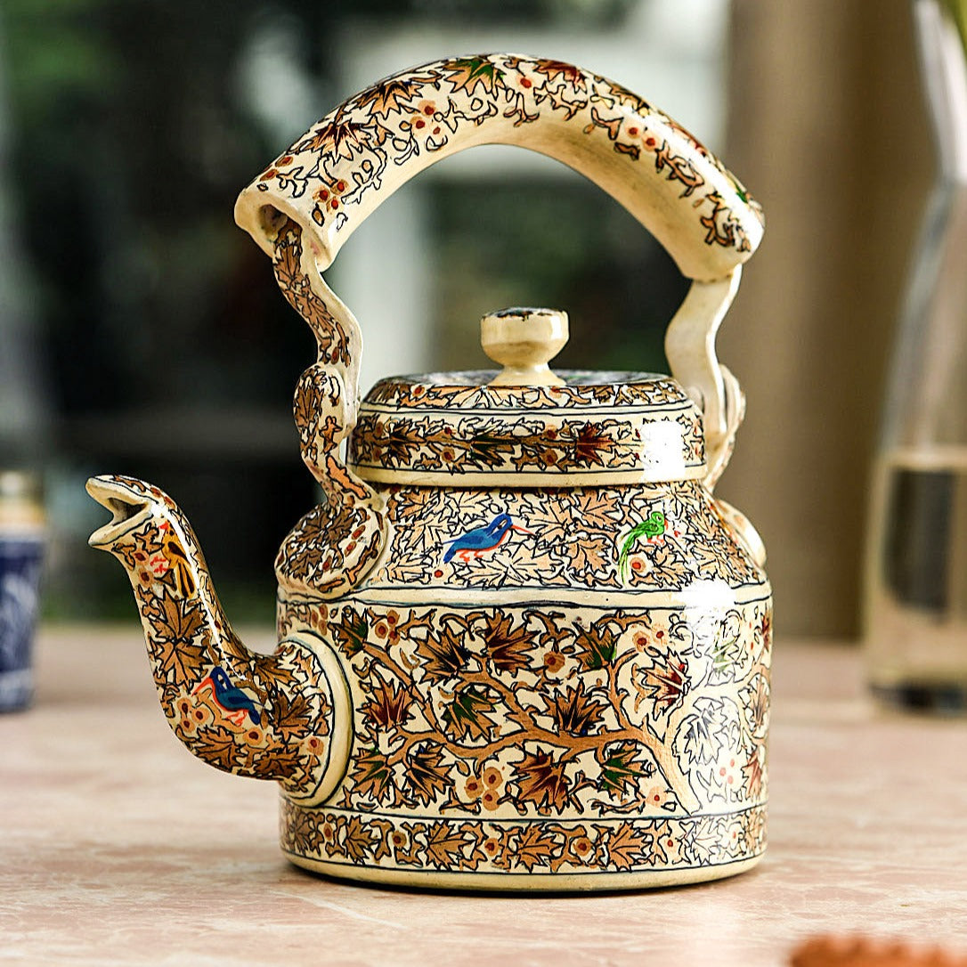 Hand Painted Kettle : "Chinar" The Oak Tree Art Of Kashmir