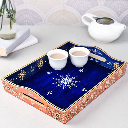 Hand Painted Tray - Mughal Embossed