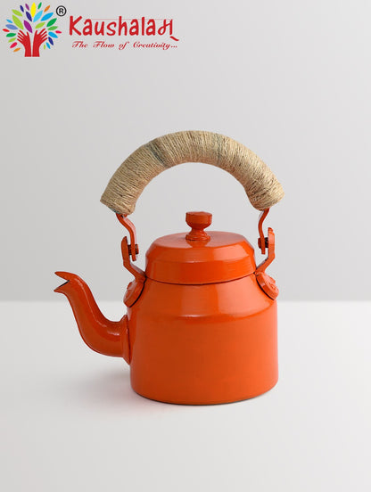 Hand Painted Kettle : Solid Orange