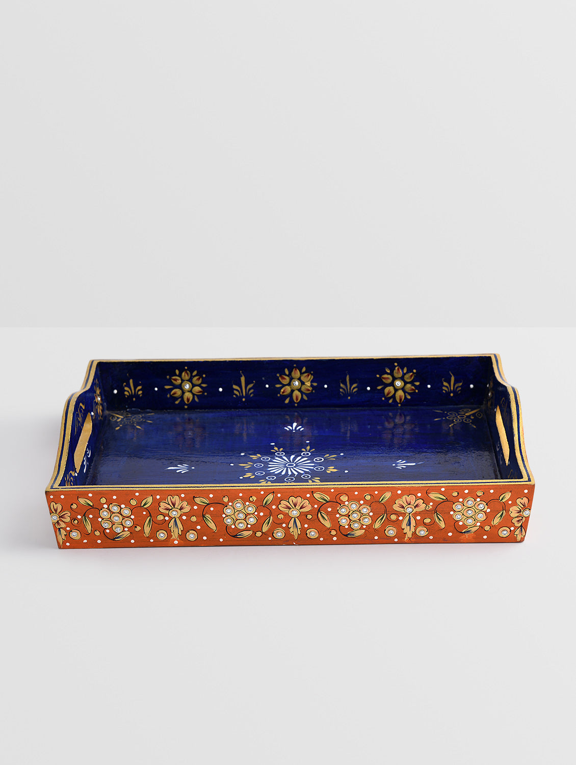 Hand Painted Tray - Mughal Embossed