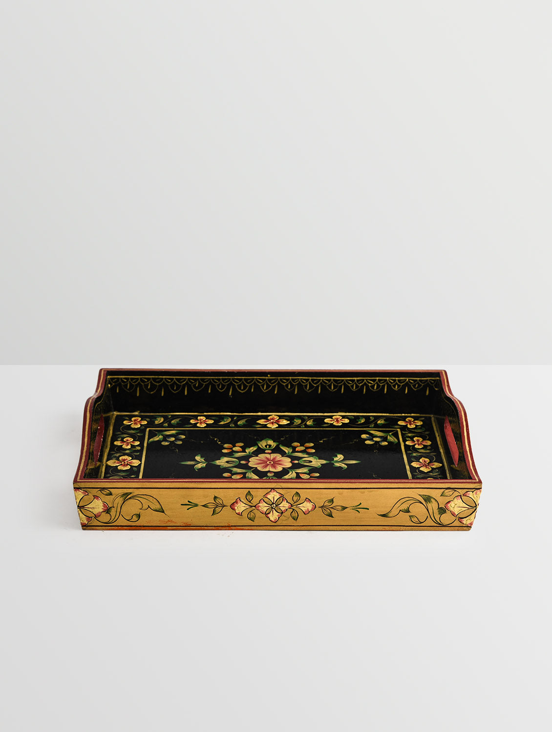 Hand Painted tray set of 2 : Mughal Floral