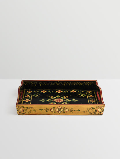 Hand Painted tray set of 2 : Mughal Floral