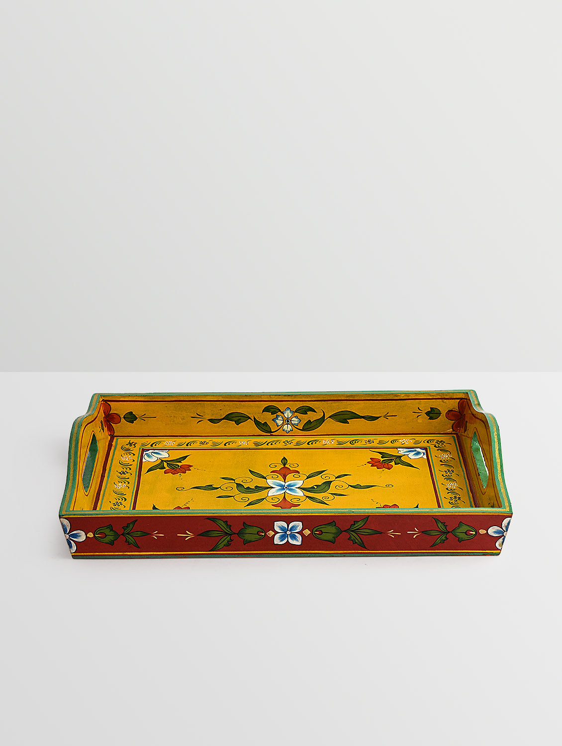 Hand Painted tray set of 2 : Mughal Floral