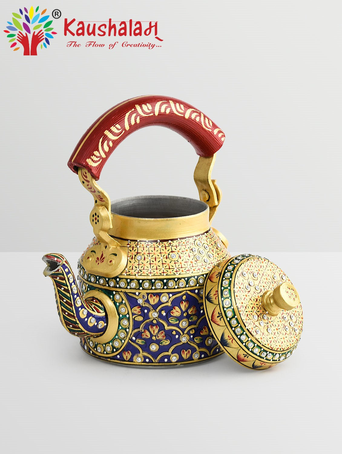 Traditional Indian Hand Painted Tea Kettle - Celestial