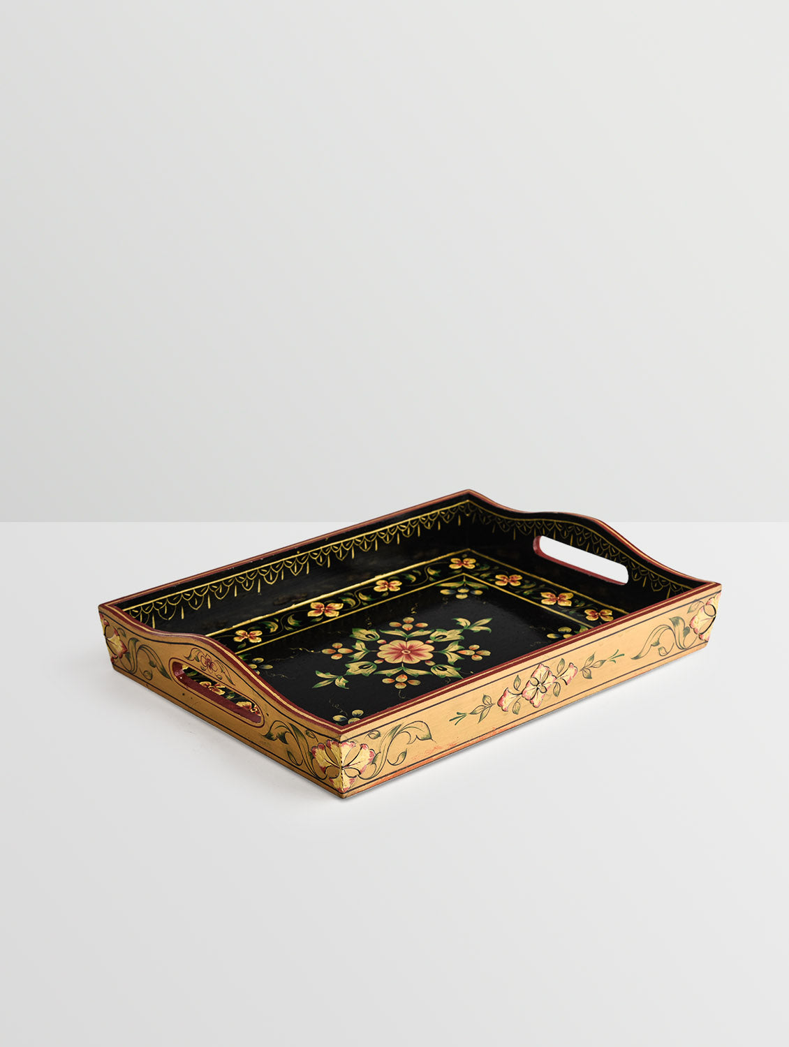 Hand Painted tray set of 2 : Mughal Floral