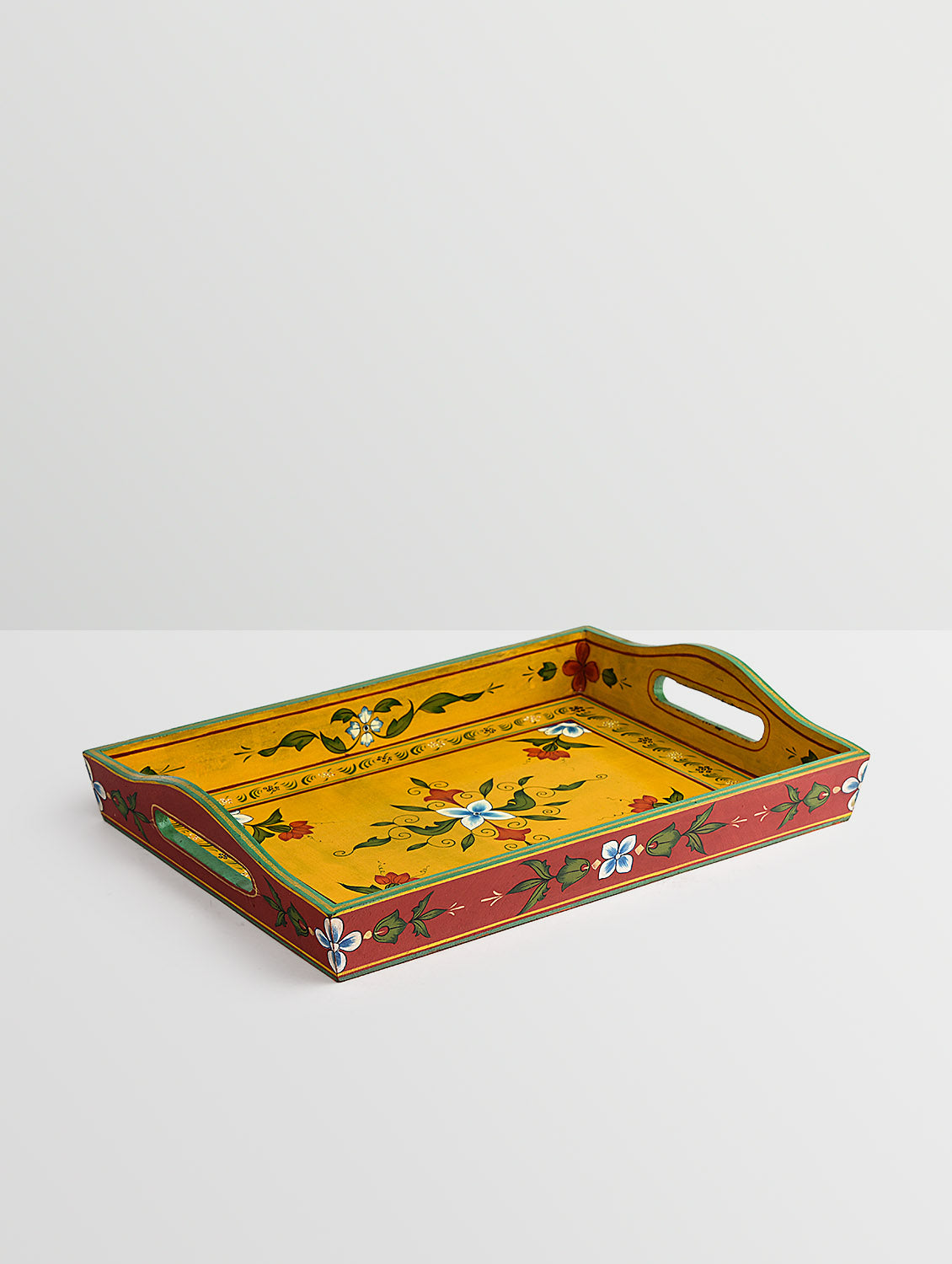 Hand Painted tray set of 2 : Mughal Floral